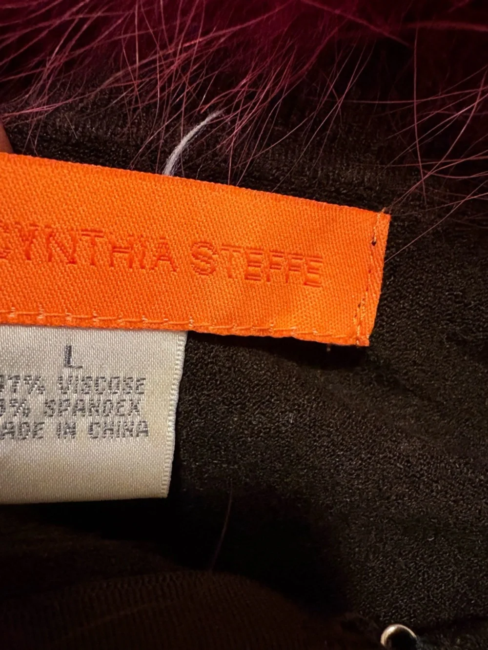 Cynthia Steffe Brown Knit Cardigan with Fuchsia Fur Collar